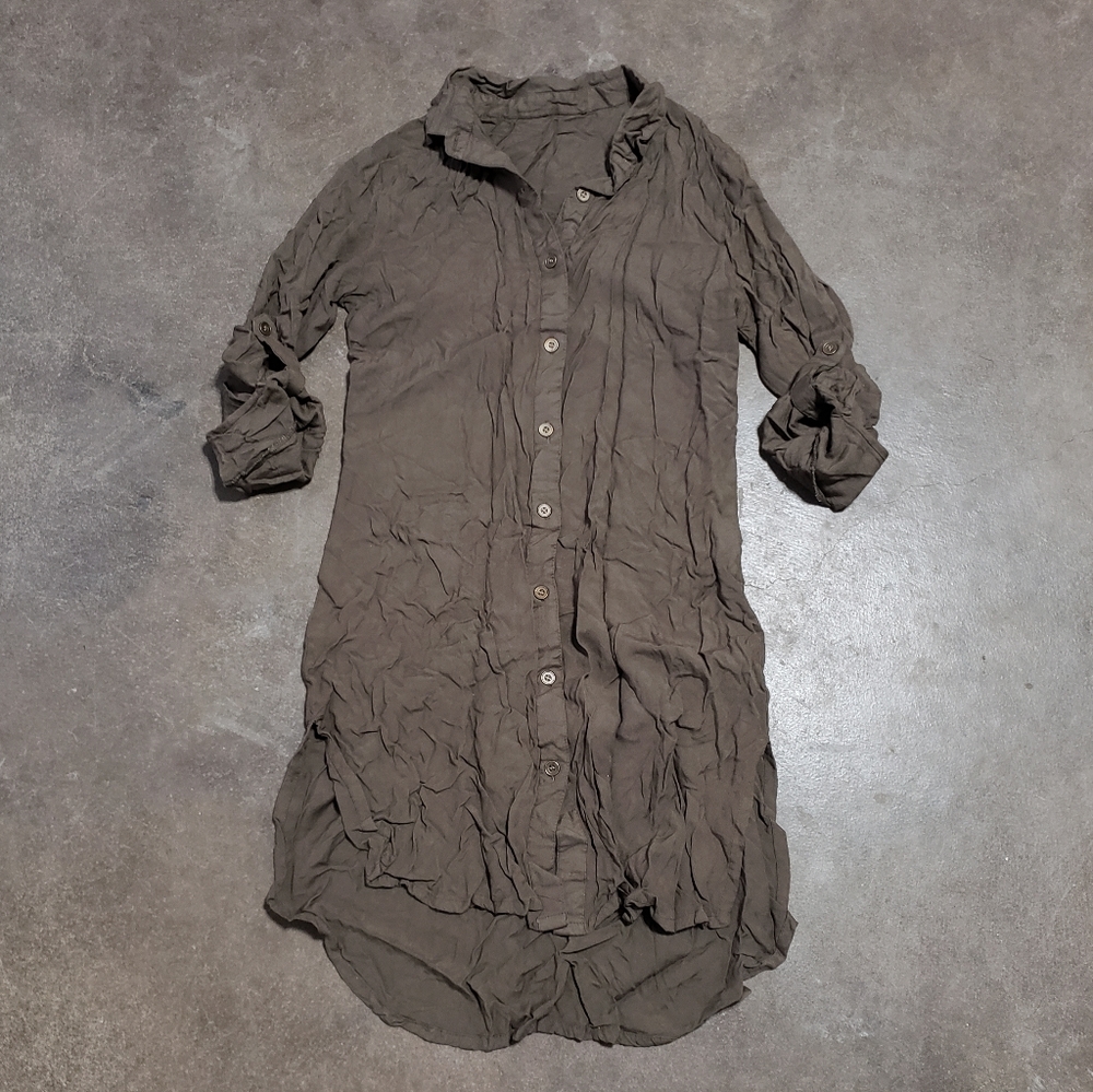 Chocolate Back Detailed Long Button Down - image 1